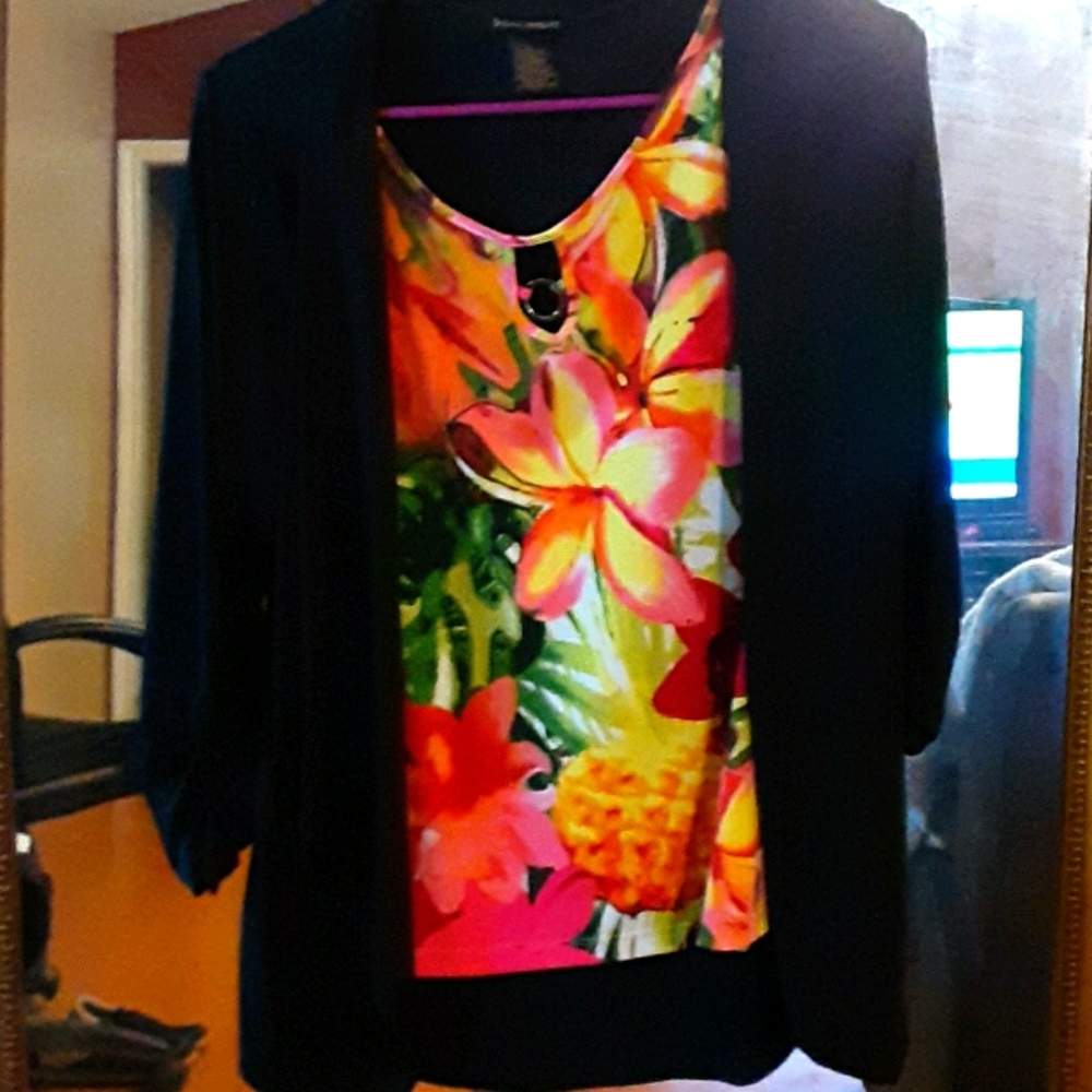 Flowered black blouse